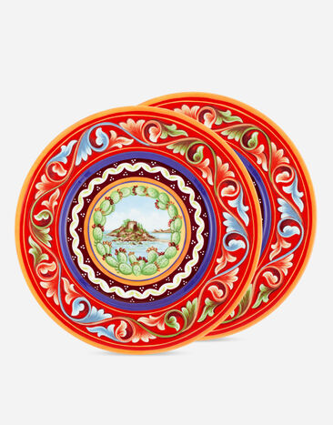 Dolce & Gabbana Conjunto de 2 platos llanos de porcelana fina Multicolore TC0085TCA48