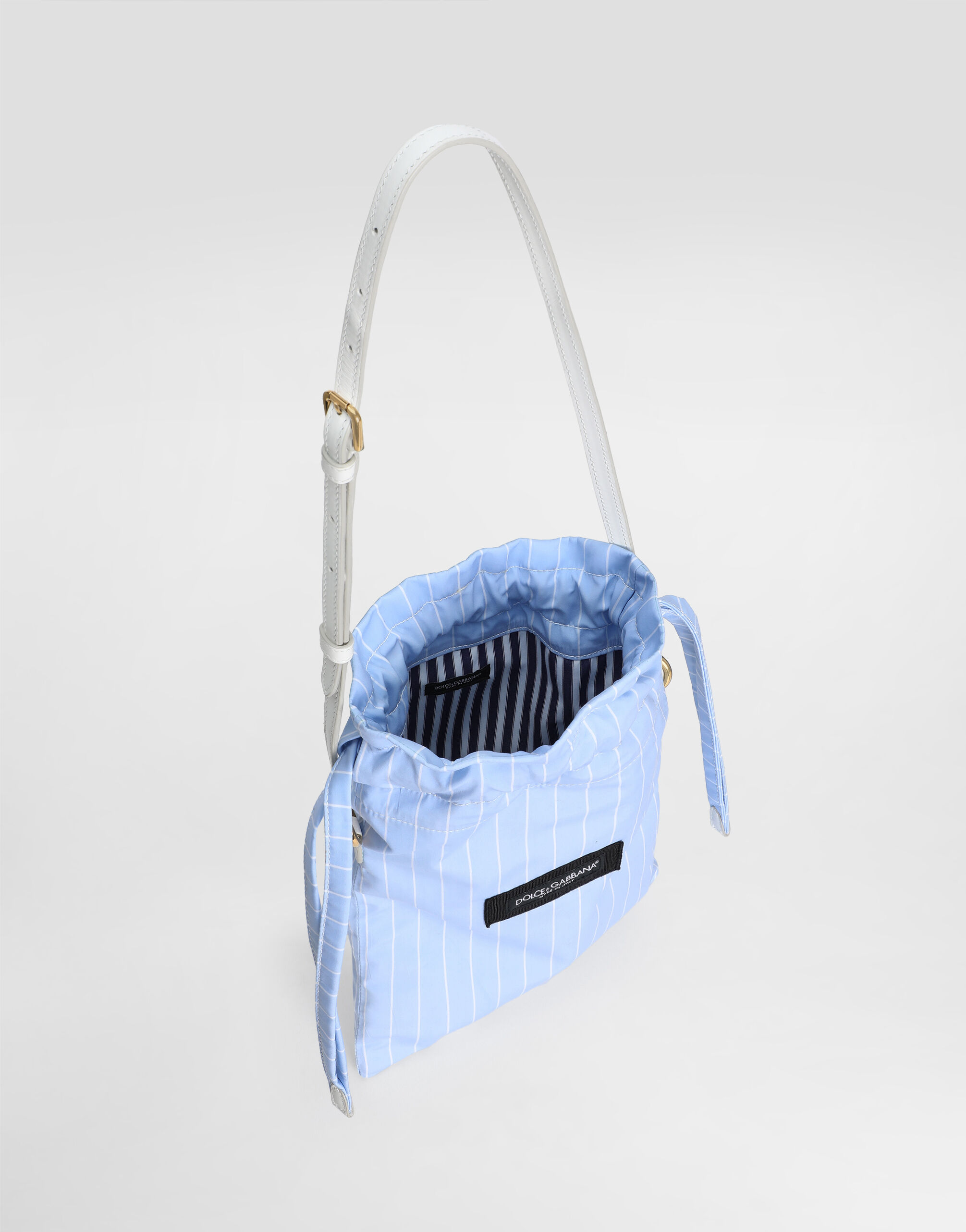 Essenza bag in striped poplin in Azure for Women | Dolce&Gabbana® US