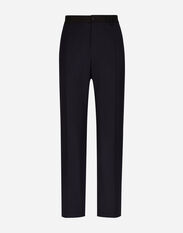 Dolce & Gabbana Stretch wool tuxedo pants with straight leg Black G4HXATG7ZXD