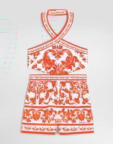 Dolce & Gabbana Комбинезон из поплина в принте «майолика» Multicolor L54DT7G7P4N