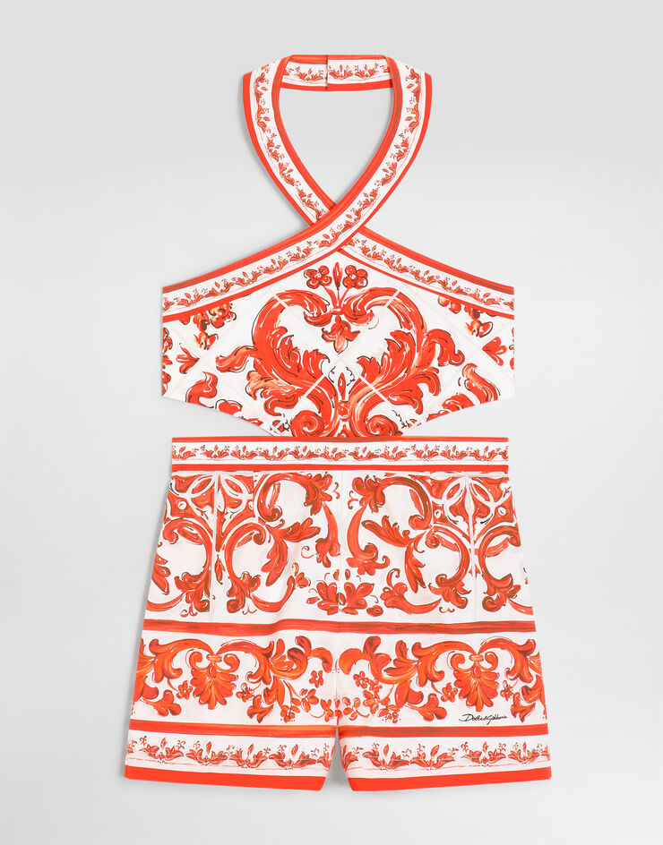 Dolce & Gabbana Majolica-print poplin jumpsuit Multicolor L54DT7G7P4N