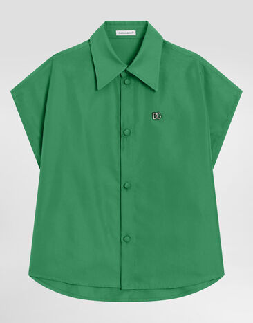 Dolce & Gabbana Poplin shirt with DG logo Green L56S34FUM4G