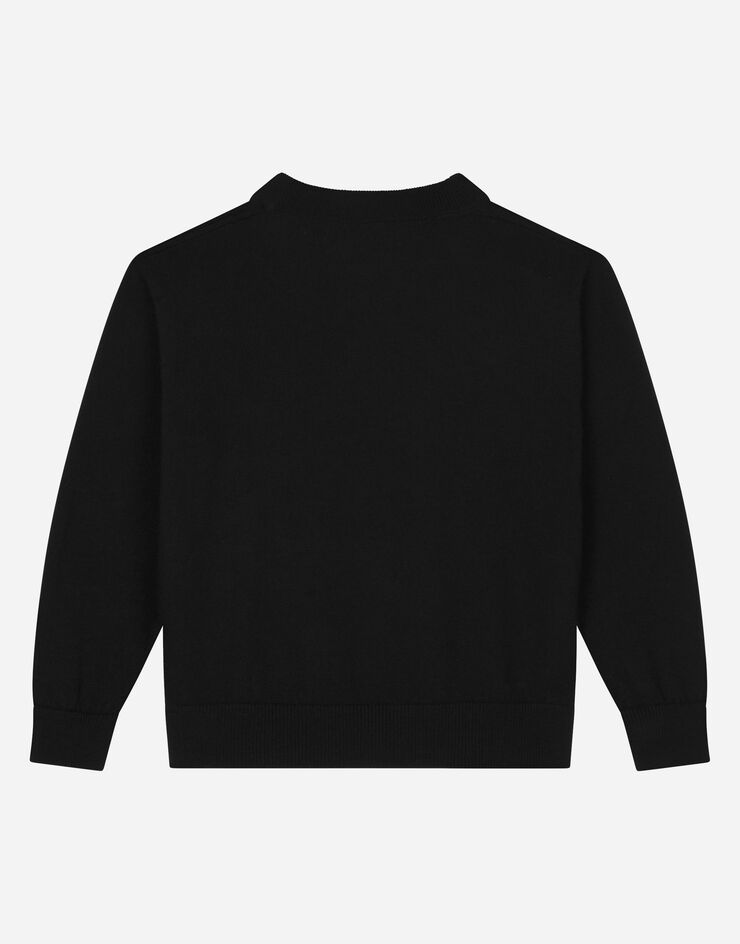 DolceGabbanaSpa 标牌缎纹针织圆领毛衣 黑 L4KWE2JCVM4