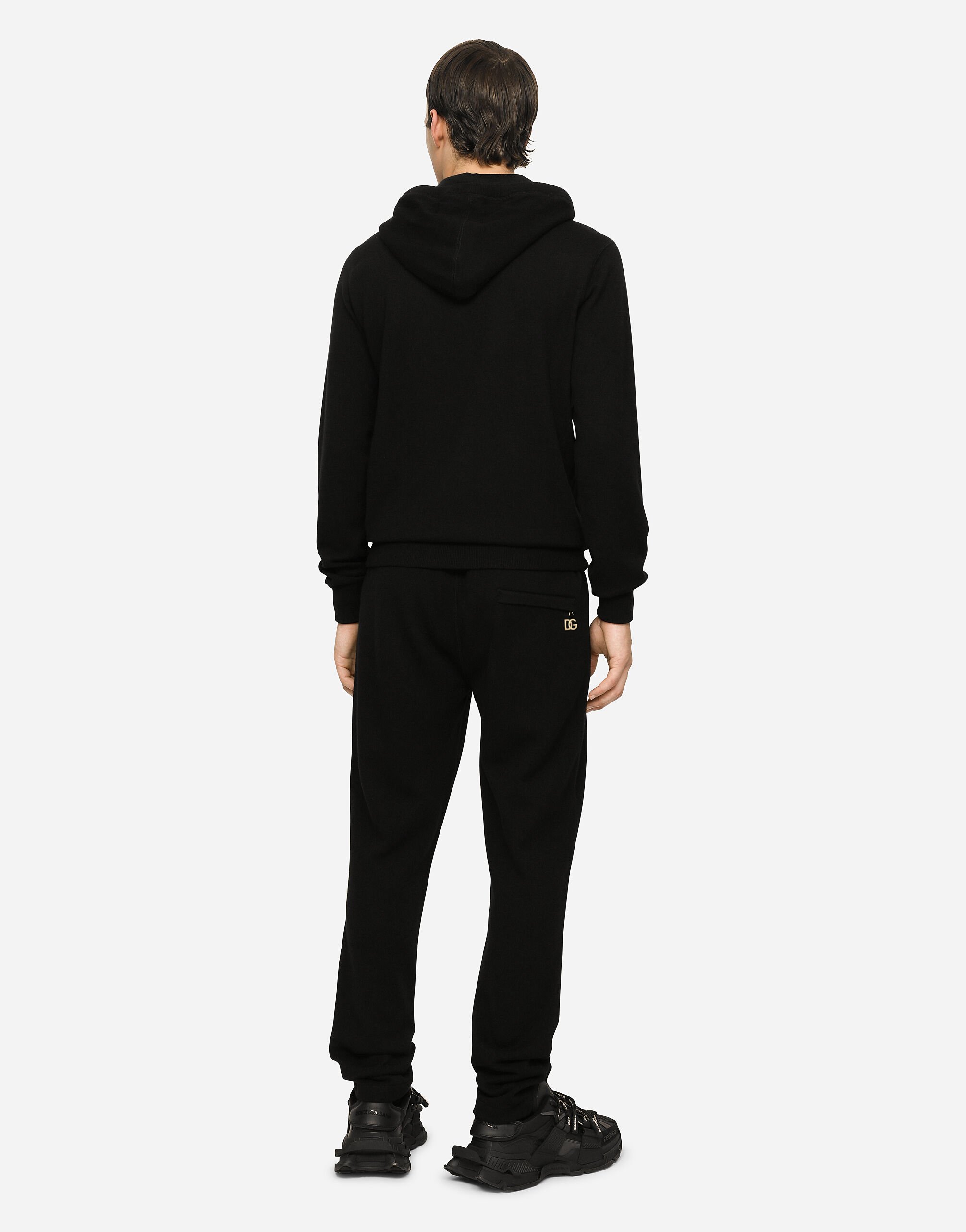 Cashmere jogging pants with DG logo in Black for Dolce Gabbana US