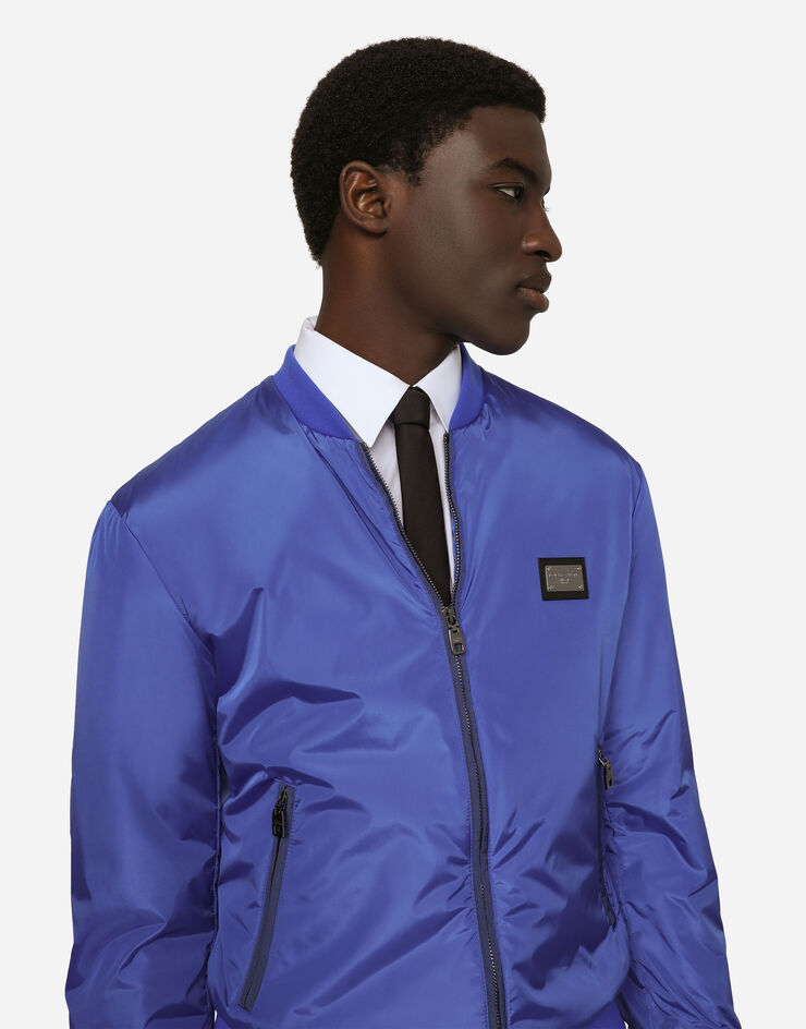 Dolce&Gabbana Куртка из нейлона с фирменной пластинкой синий G9ABPTG7F2J