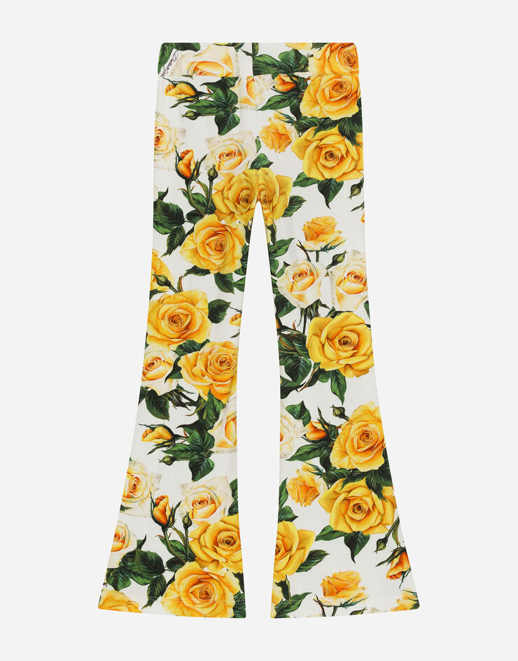 Dolce & Gabbana Jersey pants with yellow rose print Print L5JPD8FSG79