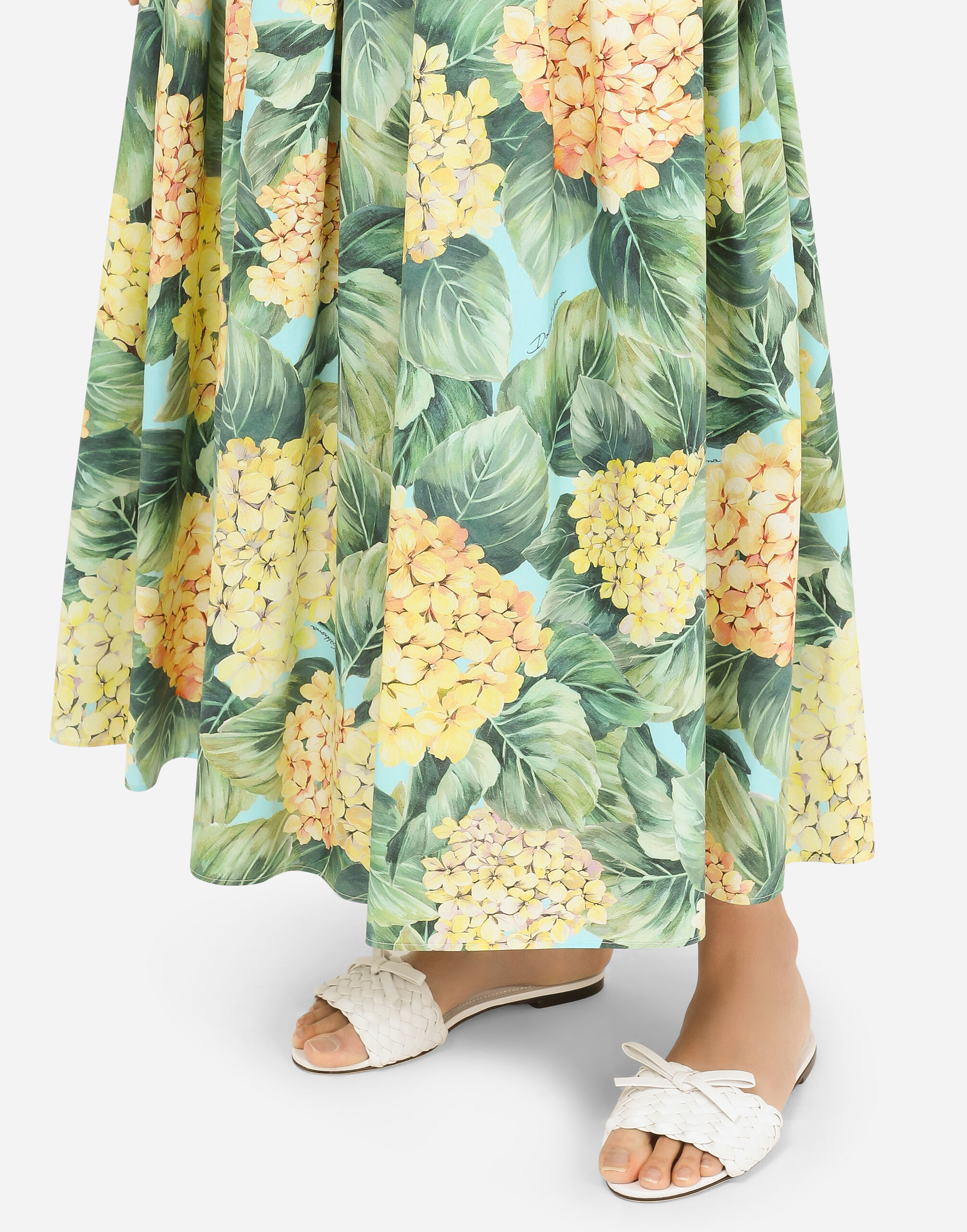 【Dolce&Gabbana】ポプリンマキシスカート スカート ポプリン アジサイプリント