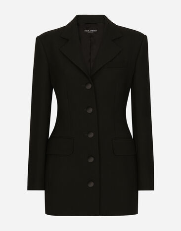 Dolce&Gabbana Lange einreihige Wolljacke Dolce aus Cady Schwarz F29XRTHUMTB