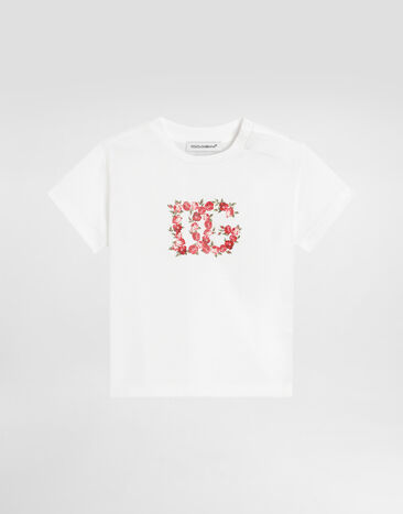 Dolce & Gabbana Small rose-print jersey t-shirt White L2JTITG7PVF