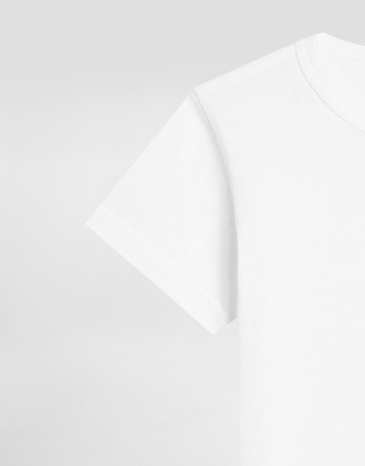 Dolce&Gabbana T-Shirt aus Jersey Logoplakette Weiss L1JT7TG7I2O