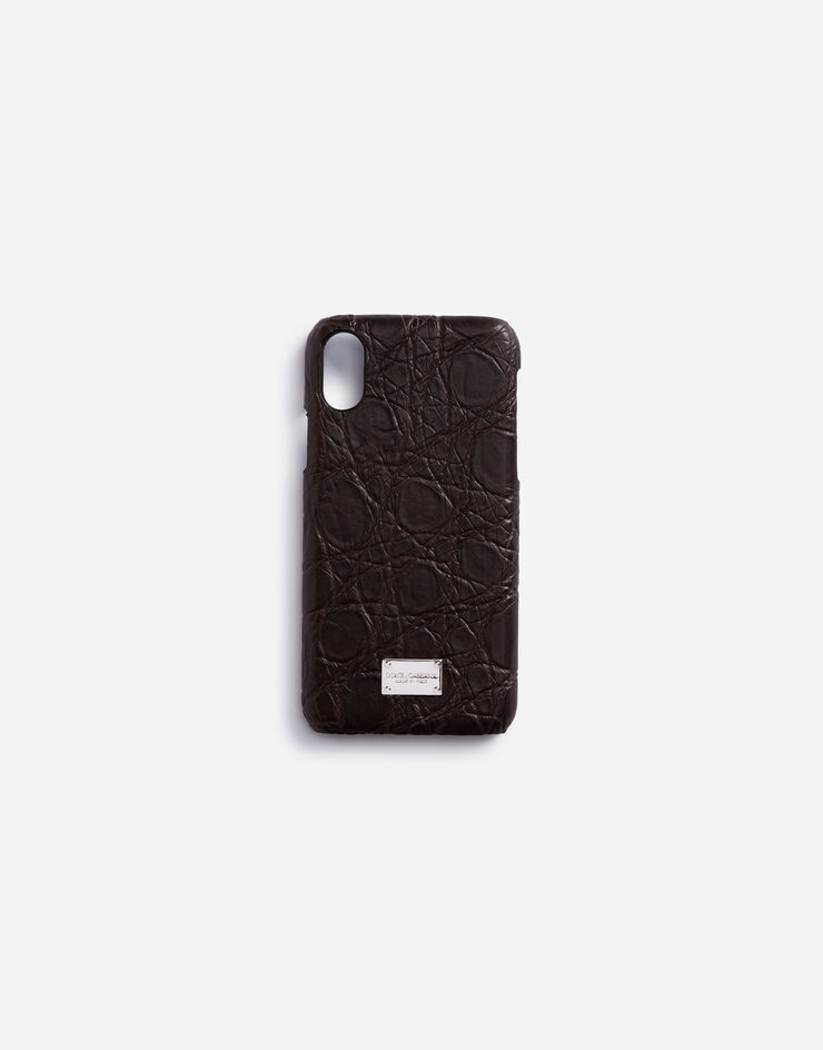 Dolce & Gabbana Caiman iPhone X-XS cover with branded tag 棕 BP2409A2Q73