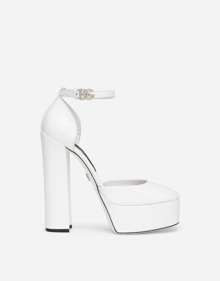 Polished calfskin platforms in White for Women Dolce&Gabbana®