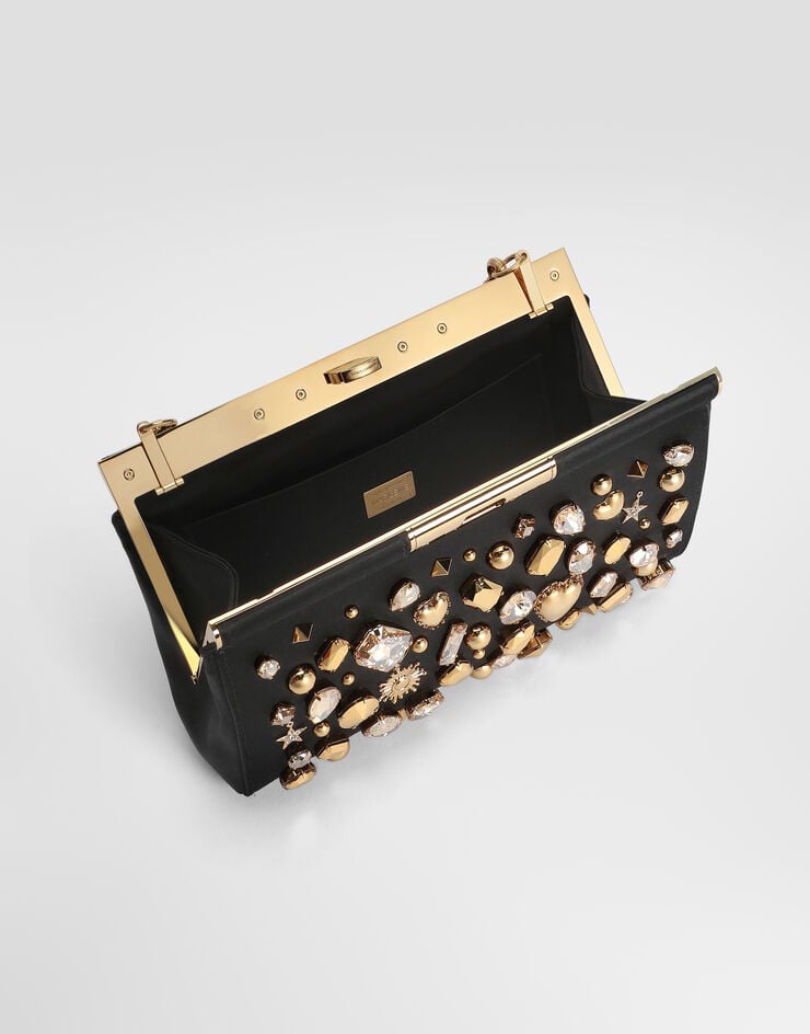 Dolce & Gabbana Marlene shoulder and crossbody satin bag with embroidery Dolce & Gabbana Marlene shoulder and crossbody satin bag with embroidery Black BB7620AY463