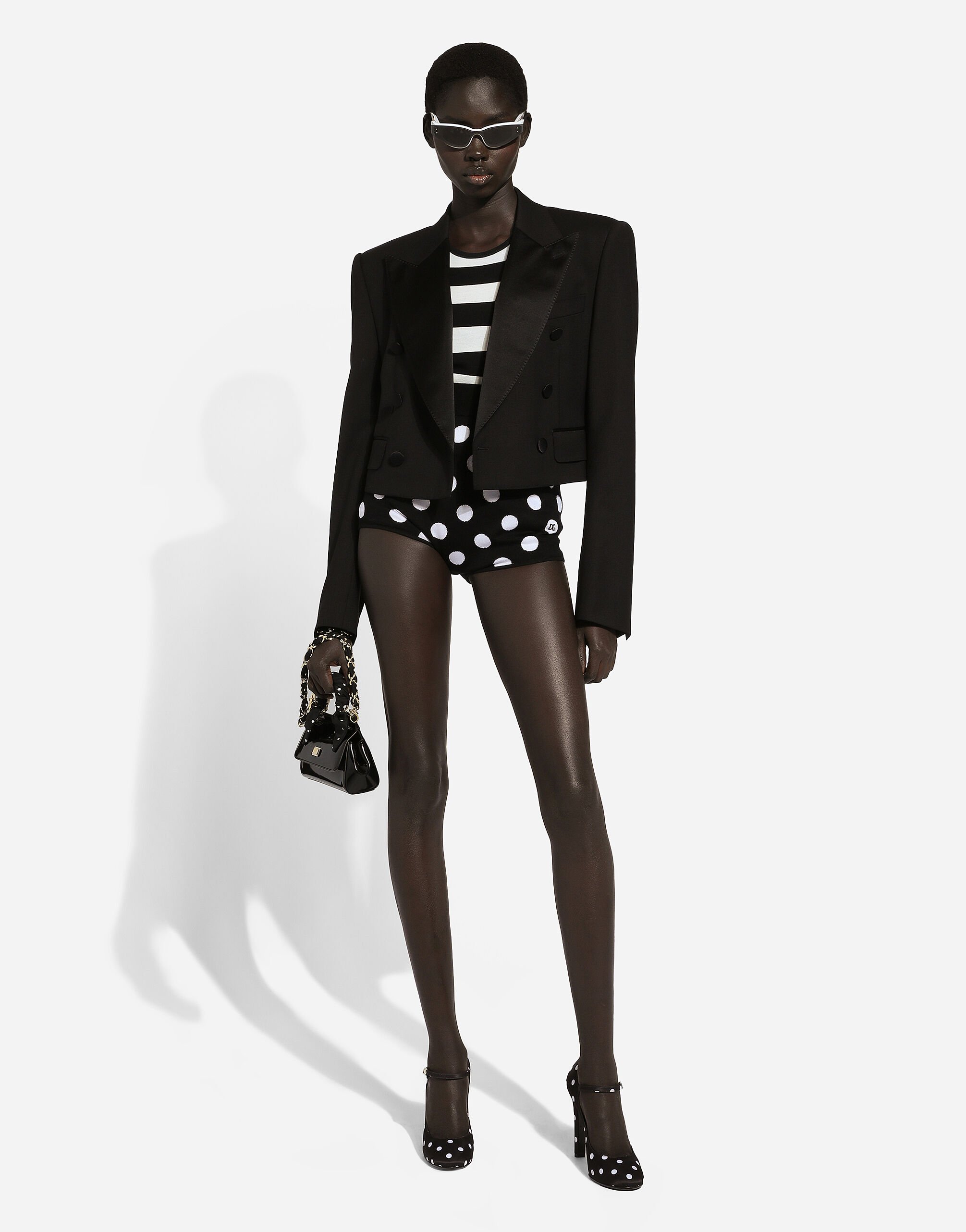 Wool and silk high-waisted panties with polka-dot inlay in
