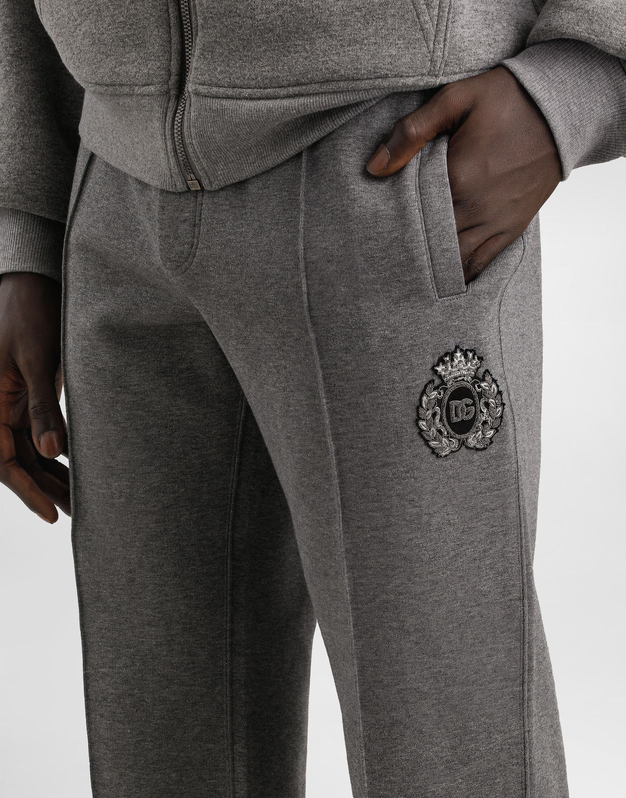 Jersey joggers with patch in Grey for Men | Dolce&Gabbana® US