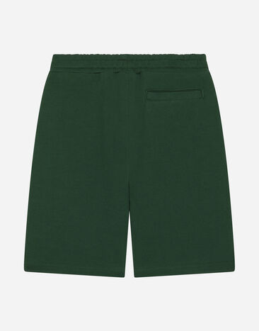 Dolce & Gabbana Jersey shorts with logo tag Verde L4JQR1G7M4R