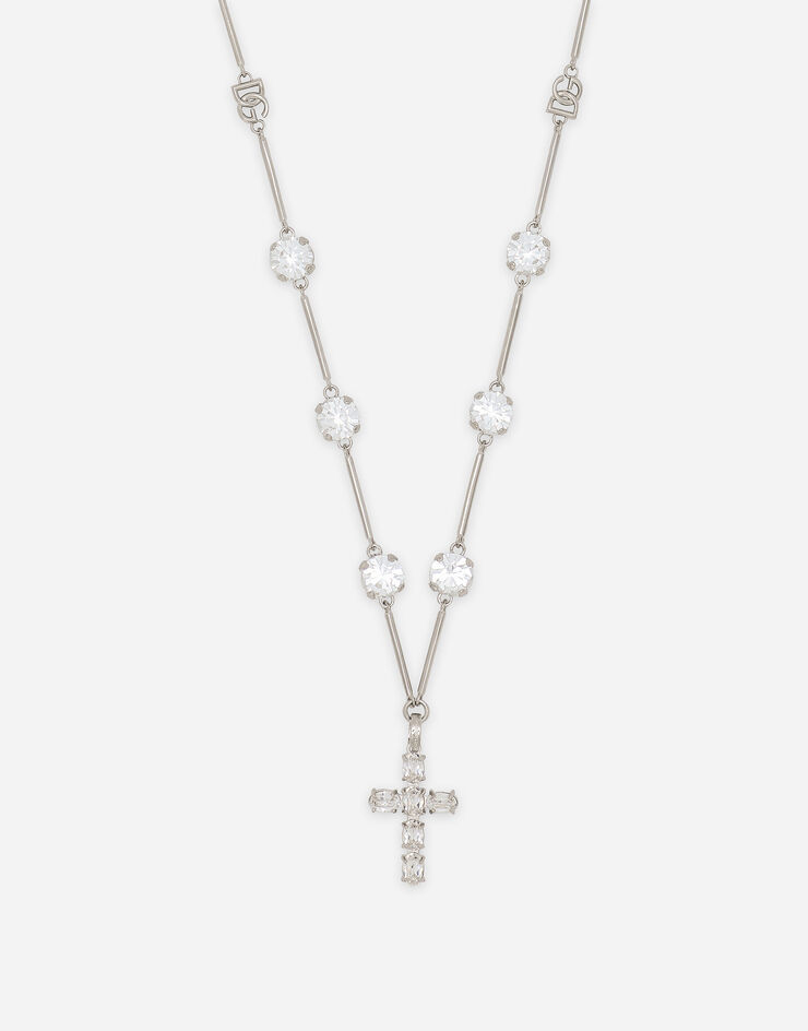 Dolce & Gabbana Rosary-style necklace with rhinestone-detailed crosses Crystal WNQ2D6W2222
