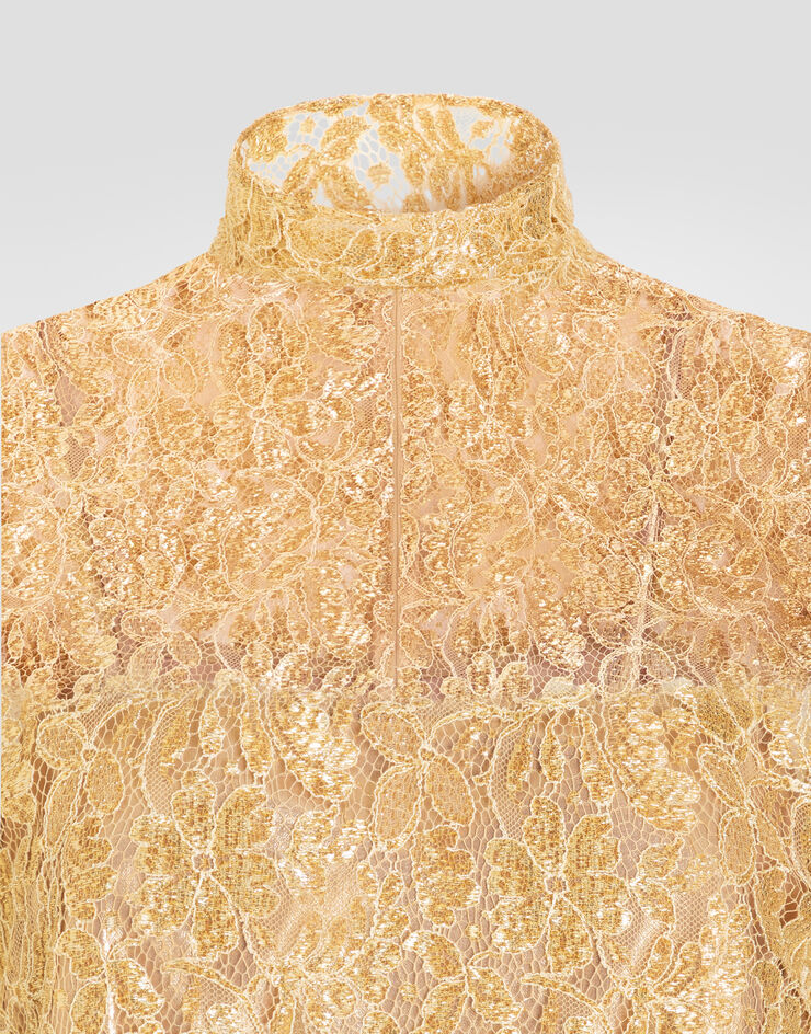 Dolce & Gabbana Lamé lace top Gold F7BV7TILMFJ