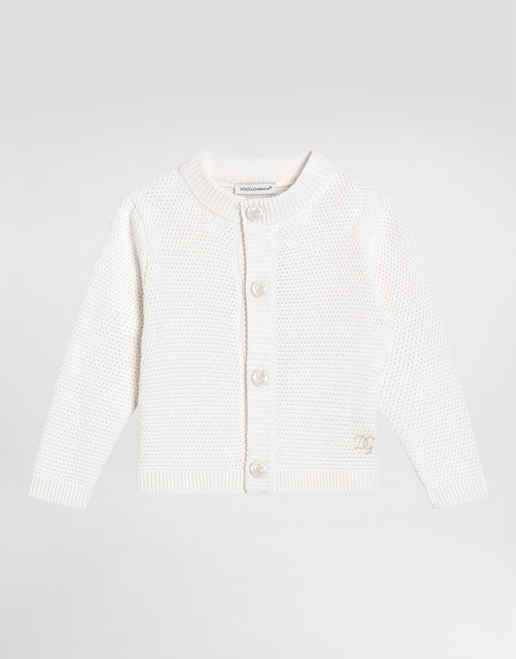 Dolce & Gabbana Seed stitch cotton and cashmere knit cardigan White L1KWG1JGMG8