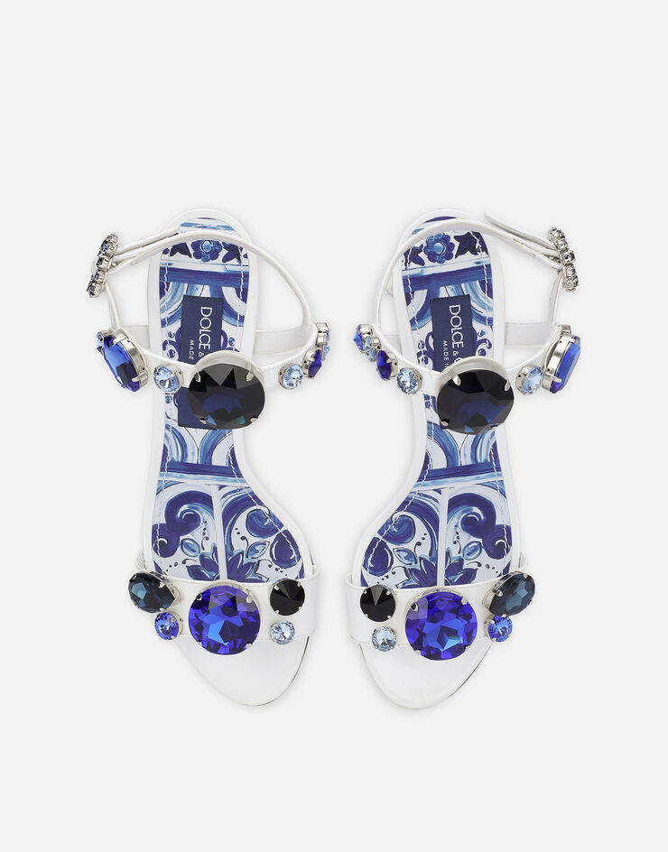 Dolce & Gabbana Patent leather sandals with embellishment White CR1355AB871