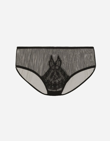 Dolce & Gabbana Slip en tulle avec intarsia en dentelle Noir O2A15TON02W