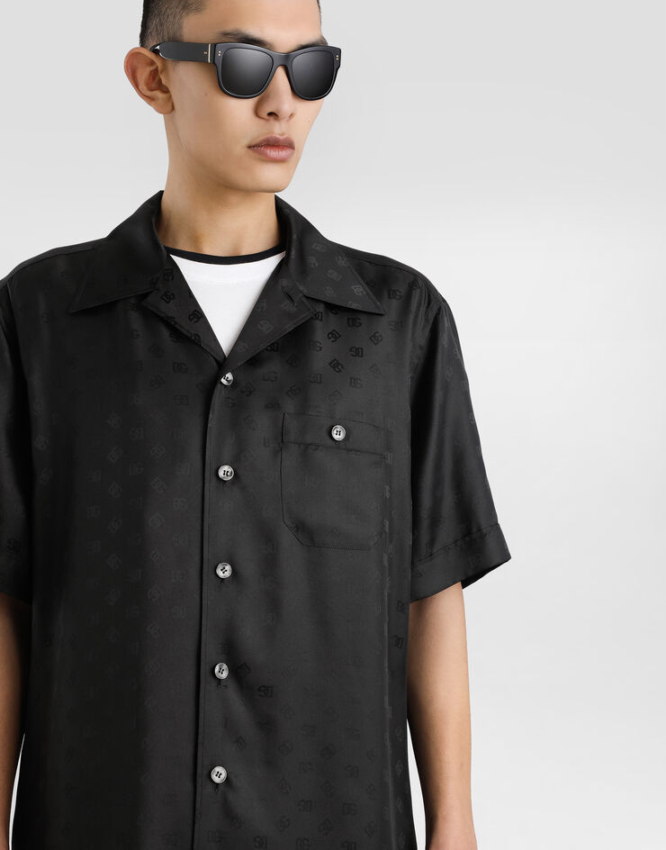 Dolce & Gabbana DG logo jacquard hawaii shirt Black G5JH9TFJ1JY