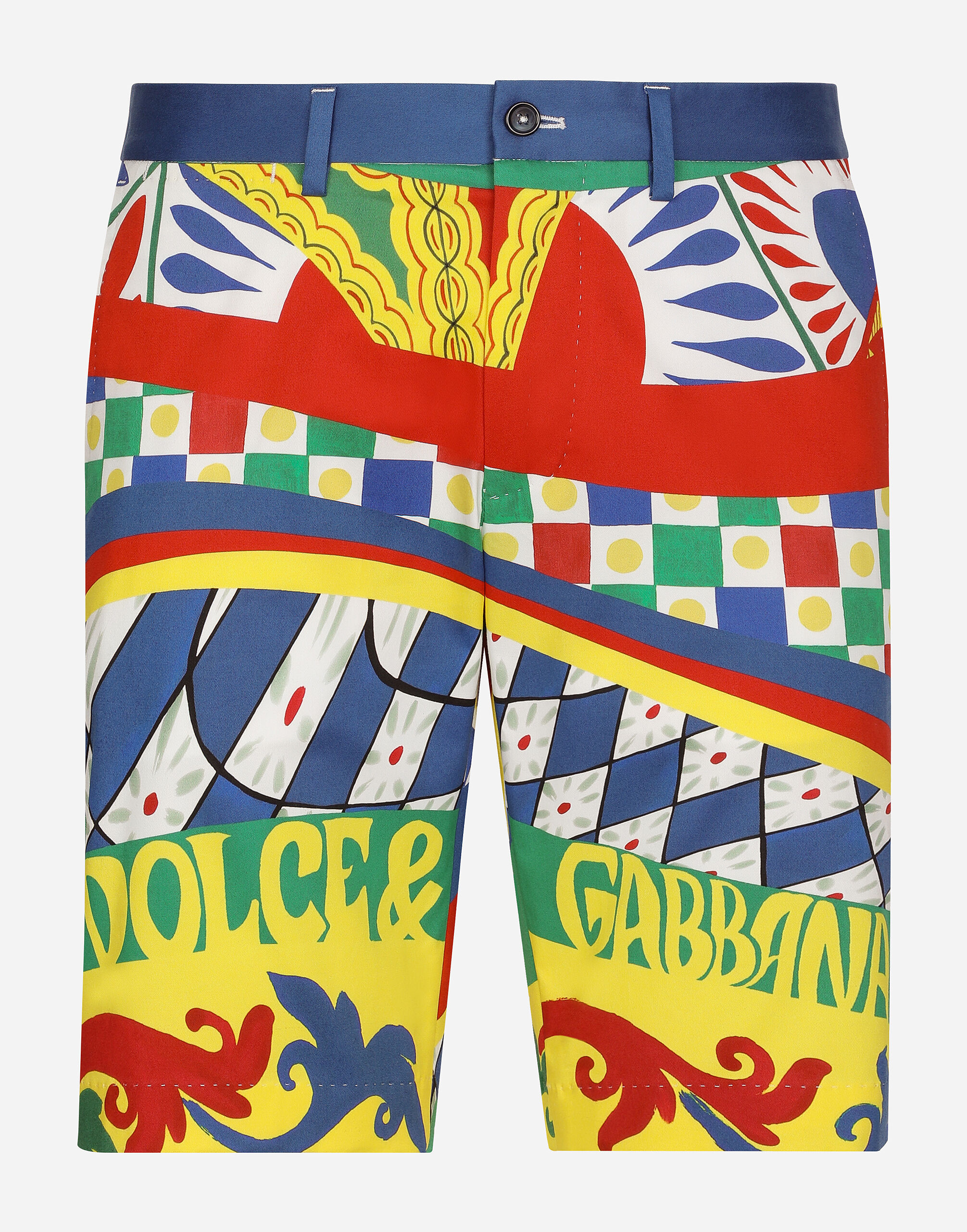 Carretto print stretch cotton drill shorts in Multicolor for
