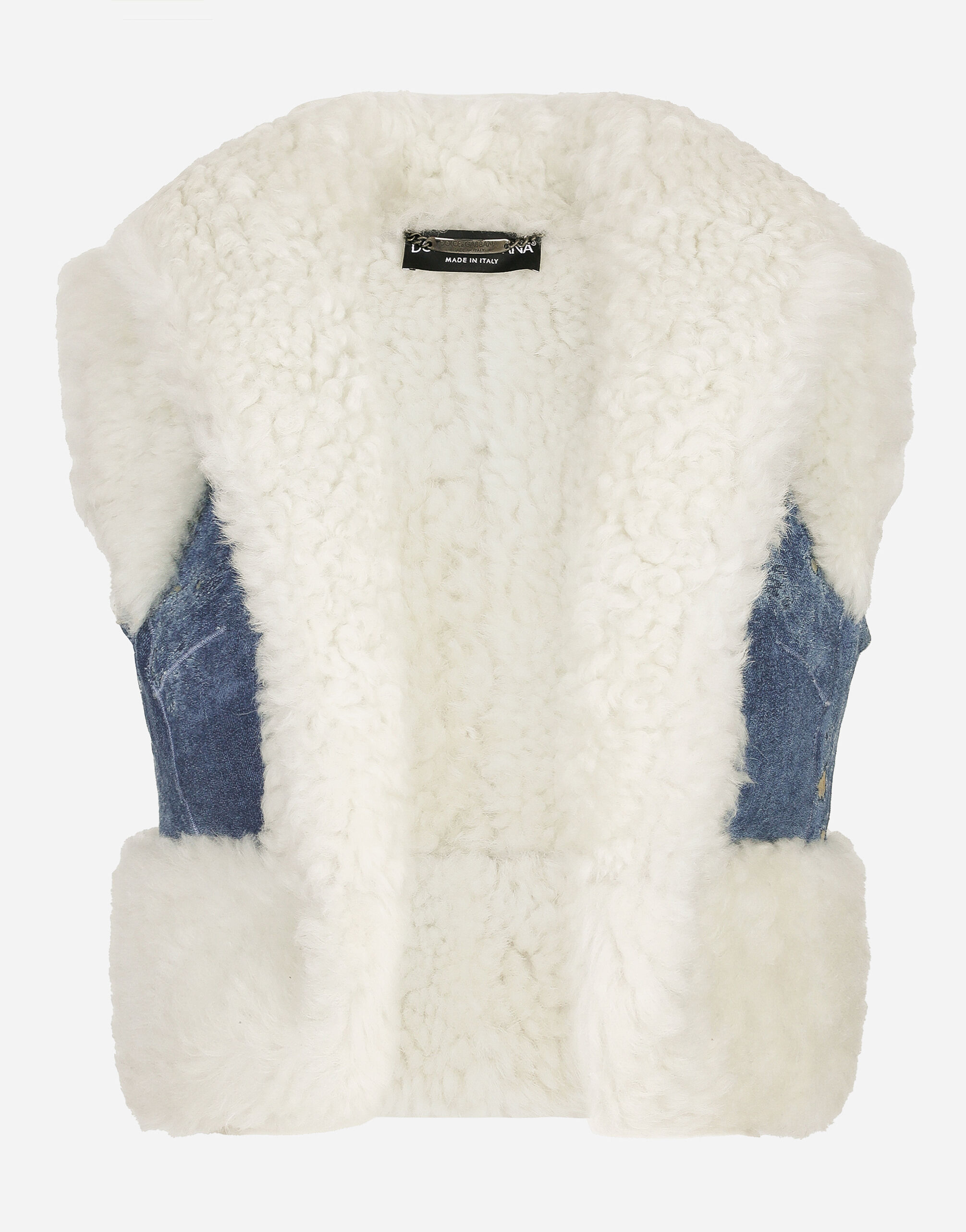 Dolce & Gabbana Denim and sheepskin gilet Print F26Y3TIS1SL