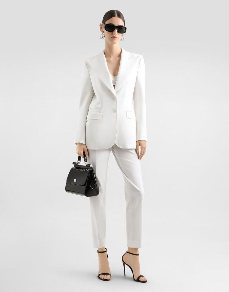 Dolce & Gabbana Single-breasted woolen Turlington blazer White F29Z8TFUCCS