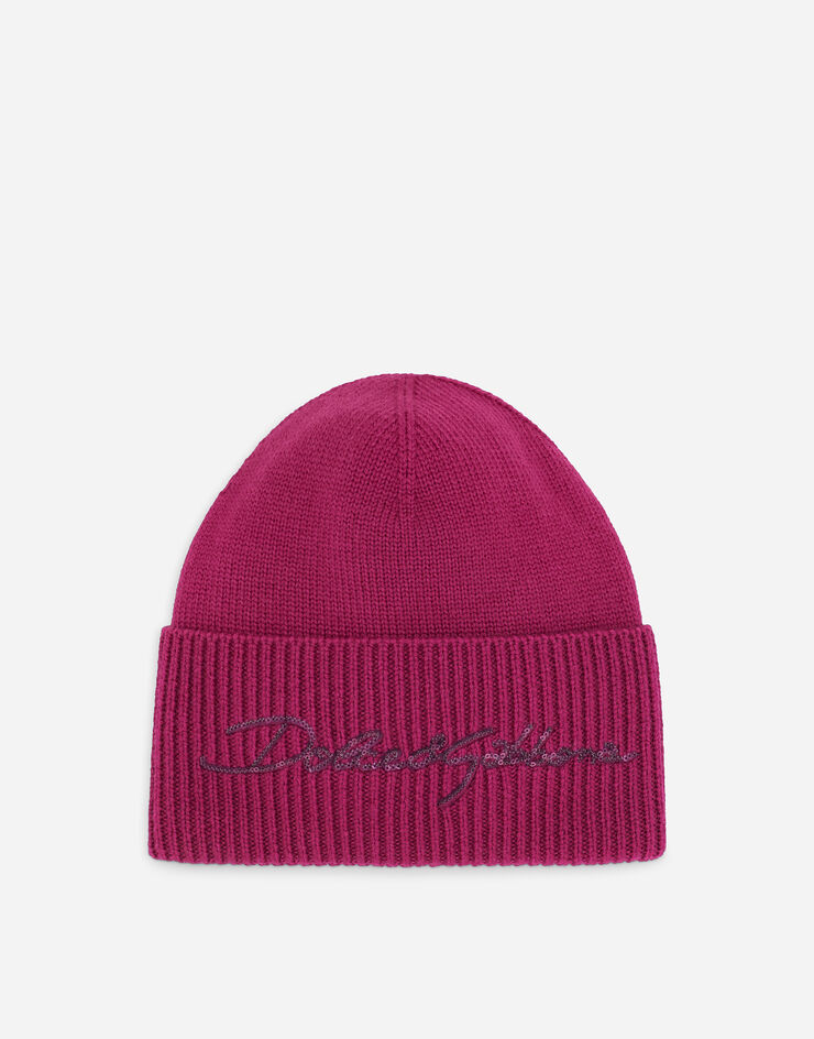 Dolce & Gabbana Strickmütze mit Dolce&Gabbana-Logo Rosa LBKH94JCVWF