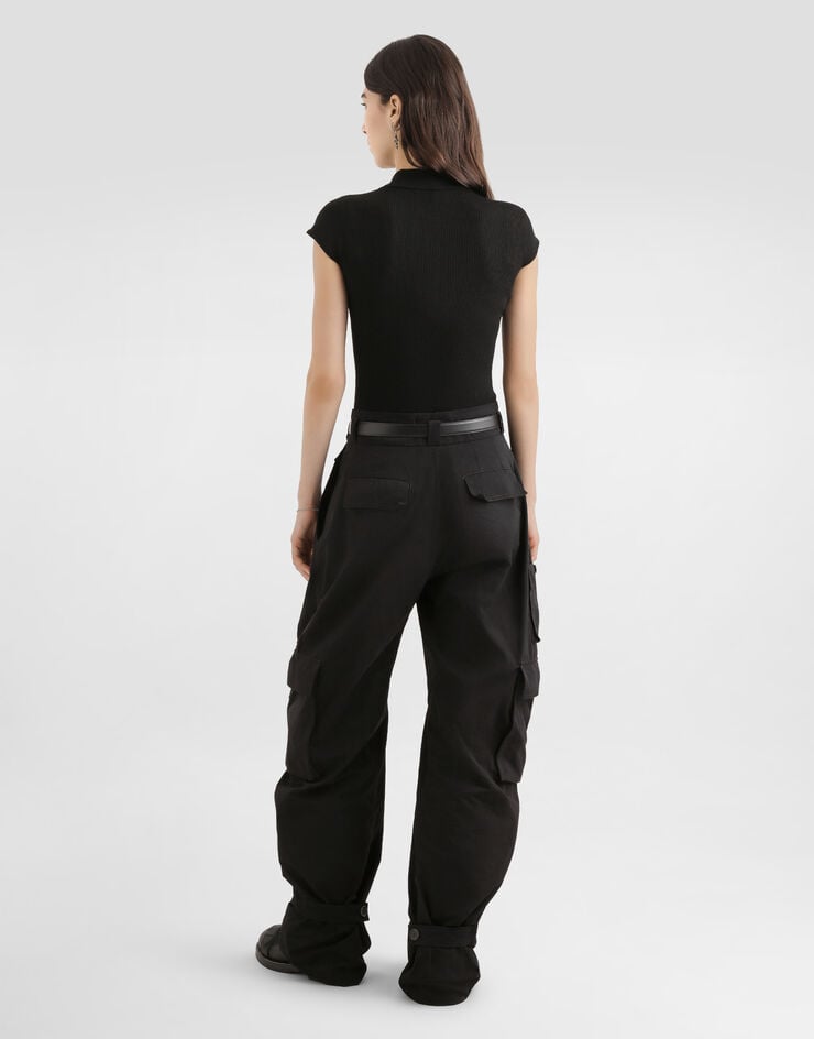 Dolce & Gabbana Ribbed polo sweater Dolce & Gabbana Ribbed polo sweater Black FXZ41ZJFMHG