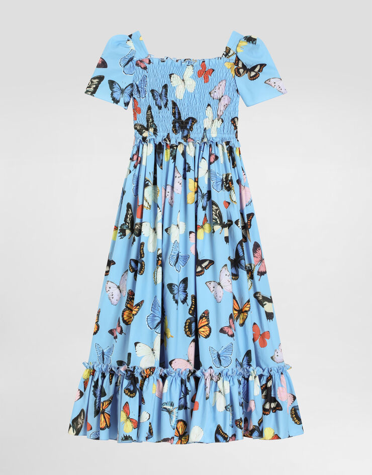 Dolce & Gabbana Kleid aus Popeline mit Schmetterlingsprint Drucken L54DD9HS5SU