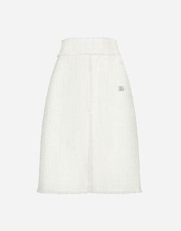 Dolce & Gabbana Gonna midi in tweed rachel con spacco centrale Bianco F4CJHTGDCAW