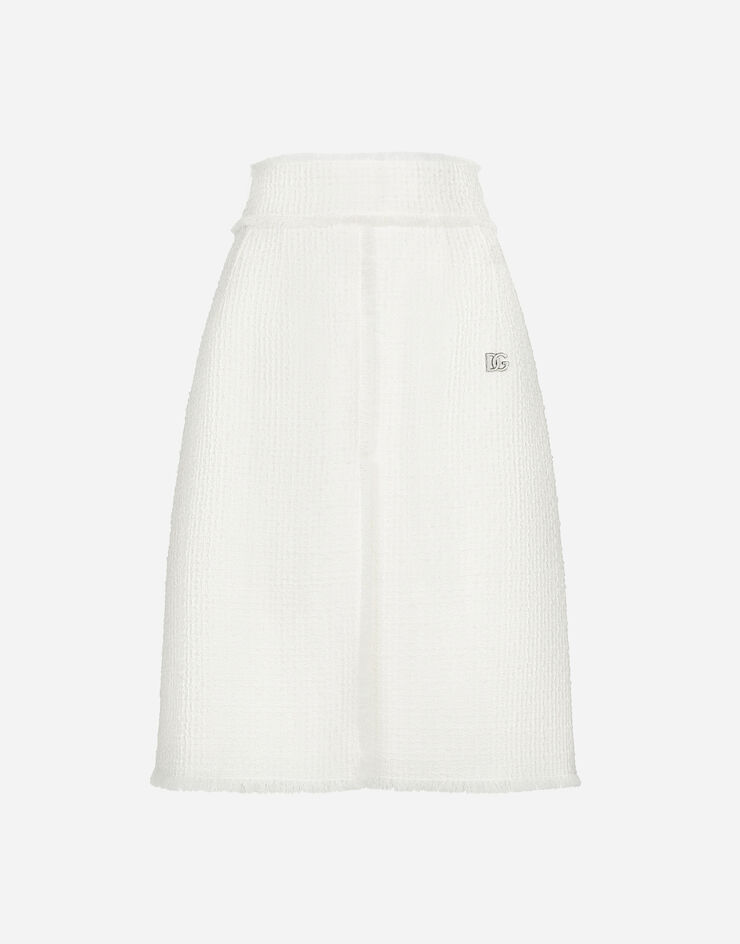 Dolce & Gabbana تنورة ميدي تويد راشيل بفتحة في الوسط أبيض F4CJHTGDCAW