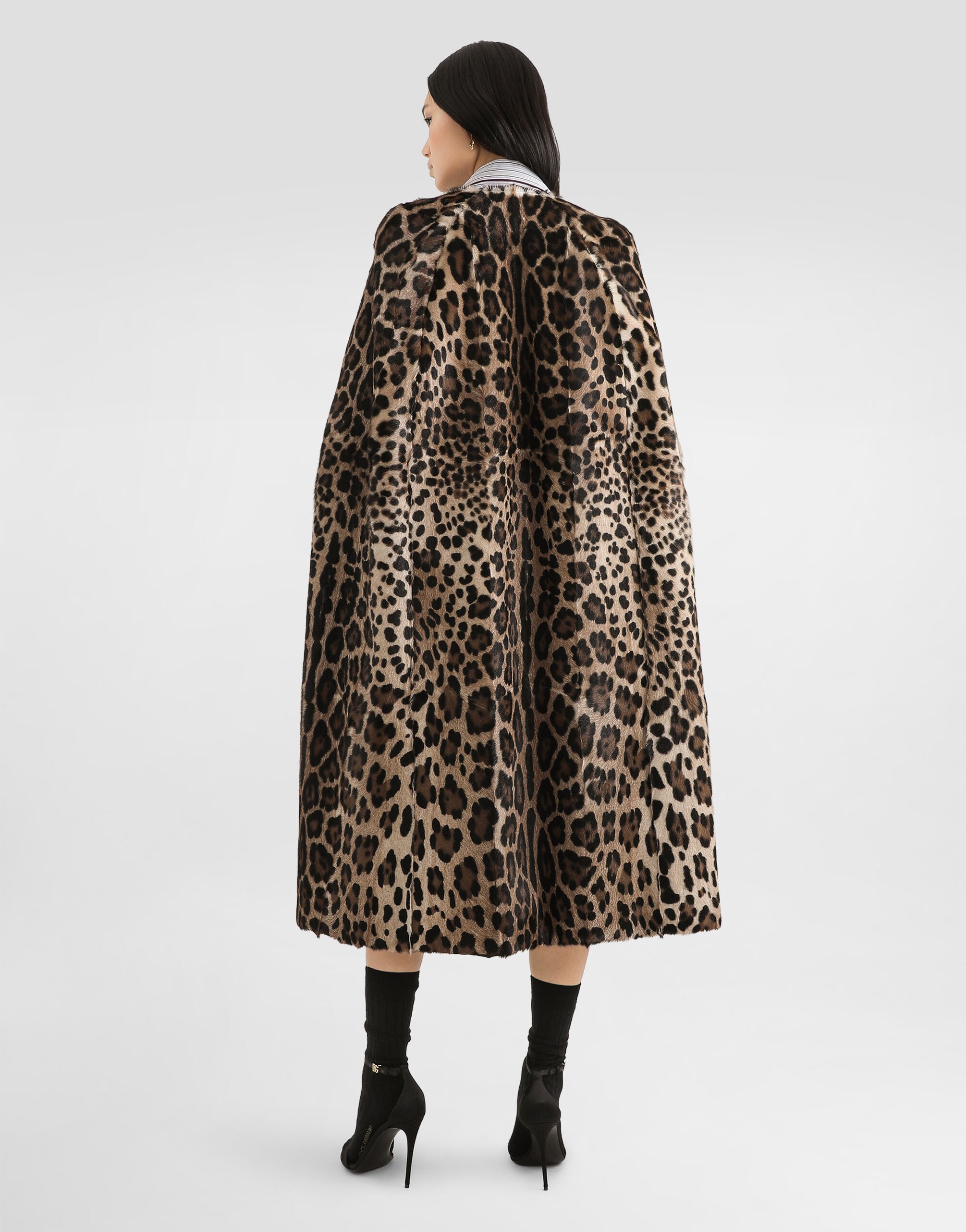 Leo kid leather cape in Print for Women | Dolce&Gabbana® US