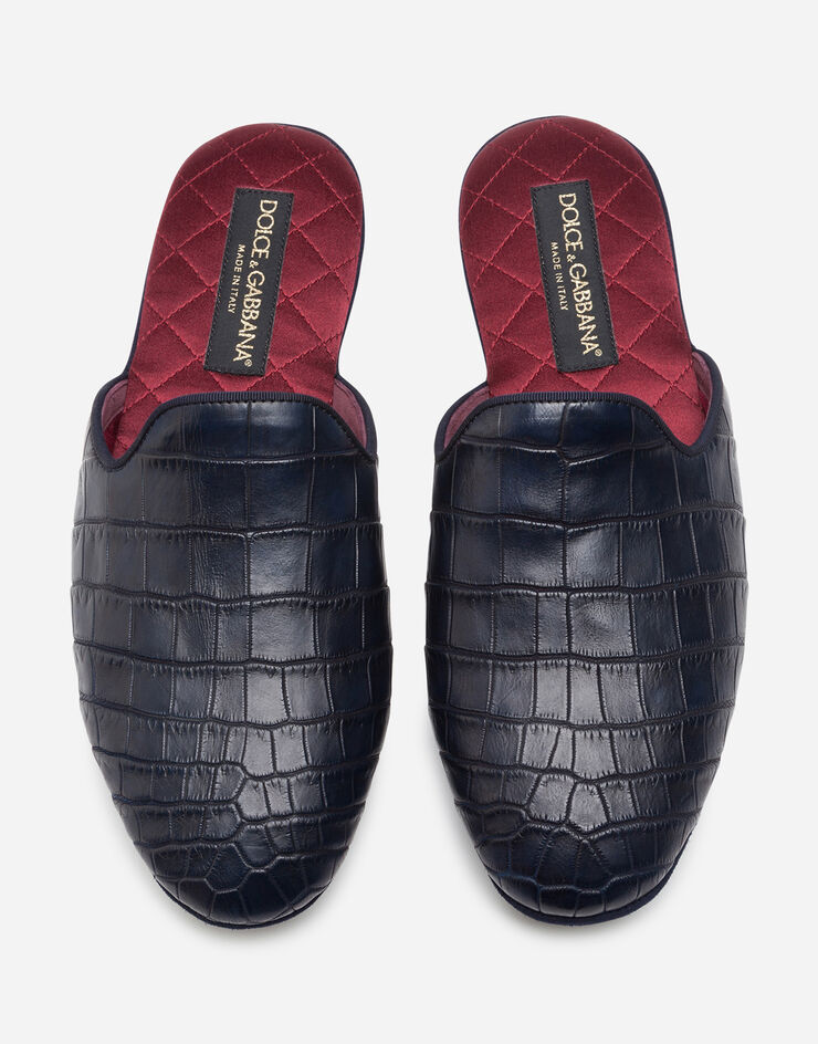 Dolce & Gabbana Silk and crocodile mules Blue A80083A2U83