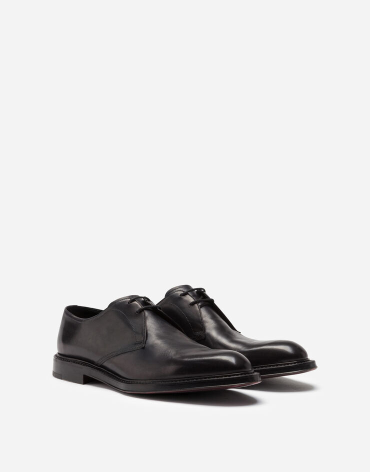 Dolce & Gabbana Hand-painted calfskin derby shoes Negro A10646AX038