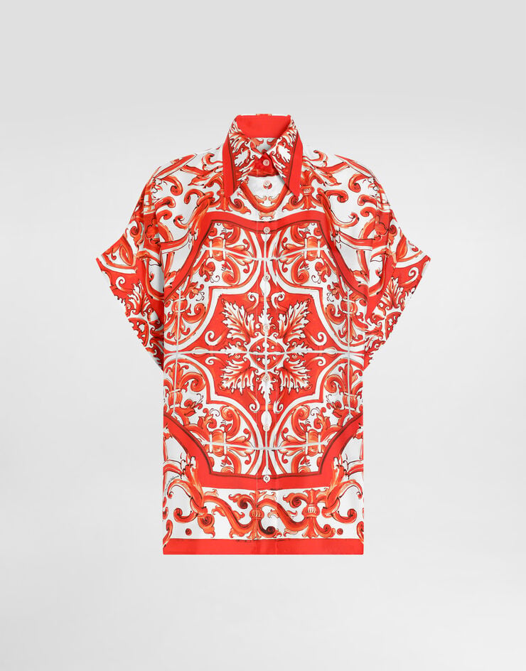 Dolce & Gabbana Majolica-print silk shirt Multicolor F5T52TGDDRE