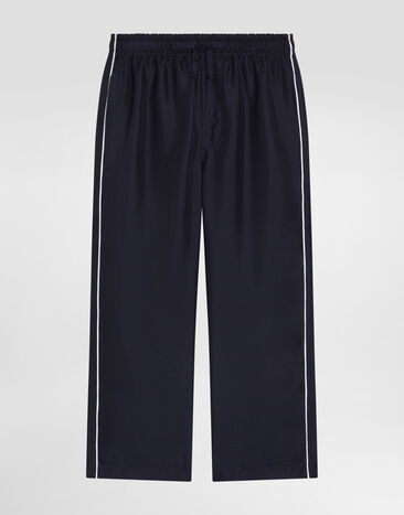 Dolce & Gabbana Twill trousers with DG embroidery Blue L43P44G7P2D