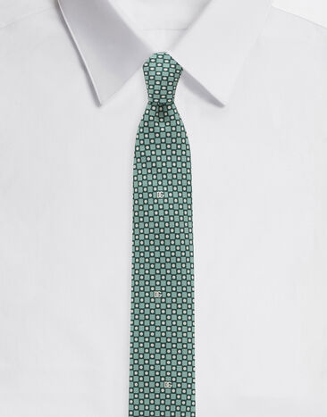 Dolce & Gabbana ربطة عنق تويل بطبعة أبيض GT147EG0UBU