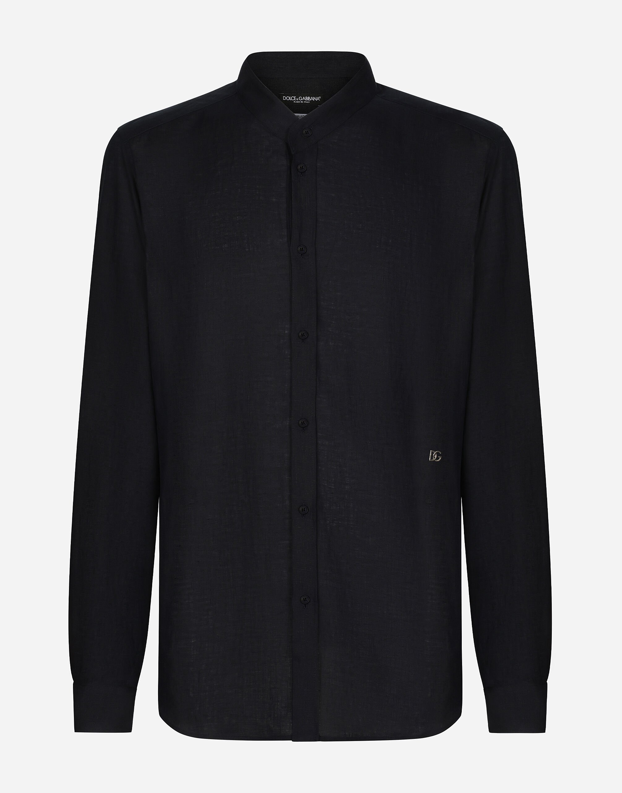 Linen Martini fit shirt with DG hardware in Blue for
