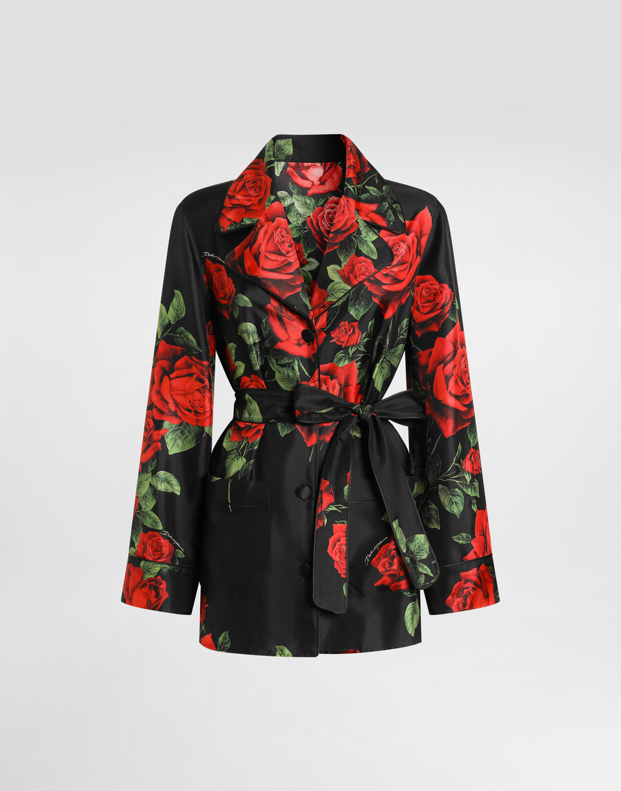 Rose-print vanity twill shirt