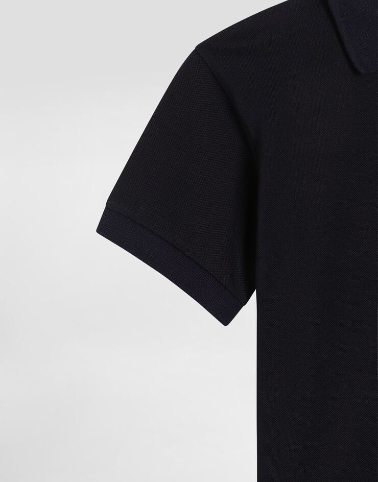 DolceGabbanaSpa Piqué polo-shirt with logo tag Blue L4JTCXG7JS1