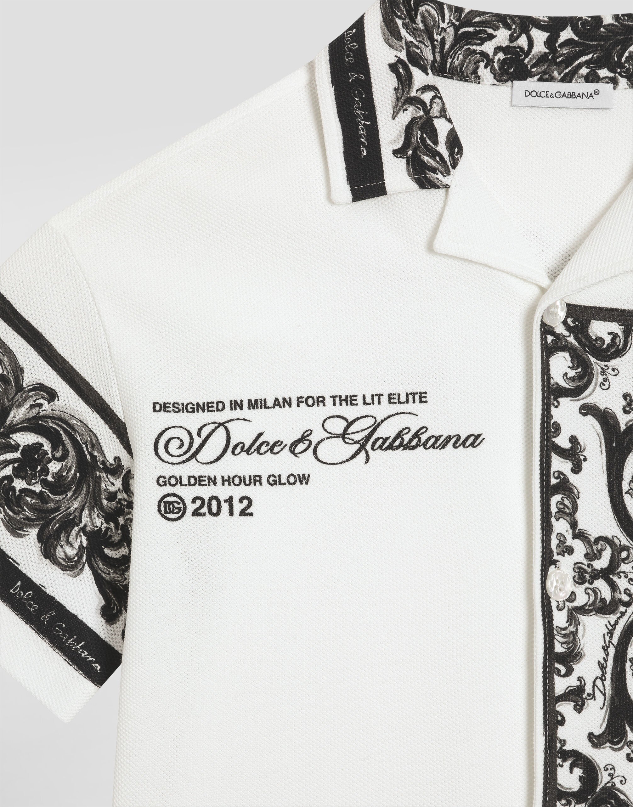 Majolica-print double piqué shirt in Multicolor for Boys