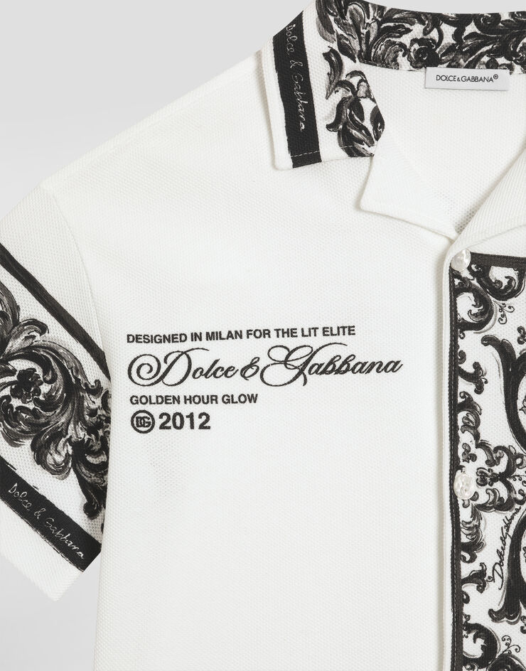 Dolce & Gabbana قميص من بيكيه مزدوج بطبعة مايوليكا متعدد الألوان L4JS48II7HN