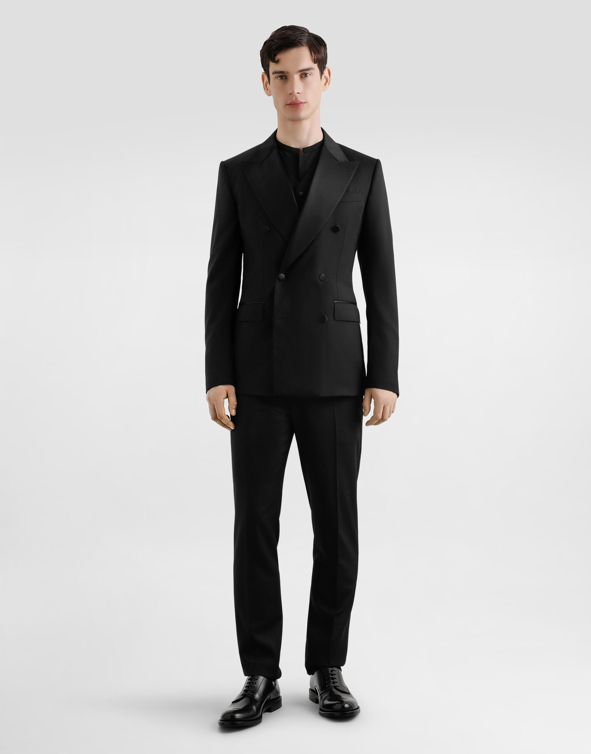 DOLCE&GABBANA高級黒タグスーツ 2Ｂ ストライプ　３ピース 3-piece double-breasted wool gabardine suit
