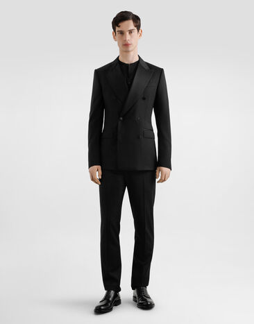 Dolce & Gabbana 3-piece double-breasted wool gabardine suit Black GK03DTFU2VY