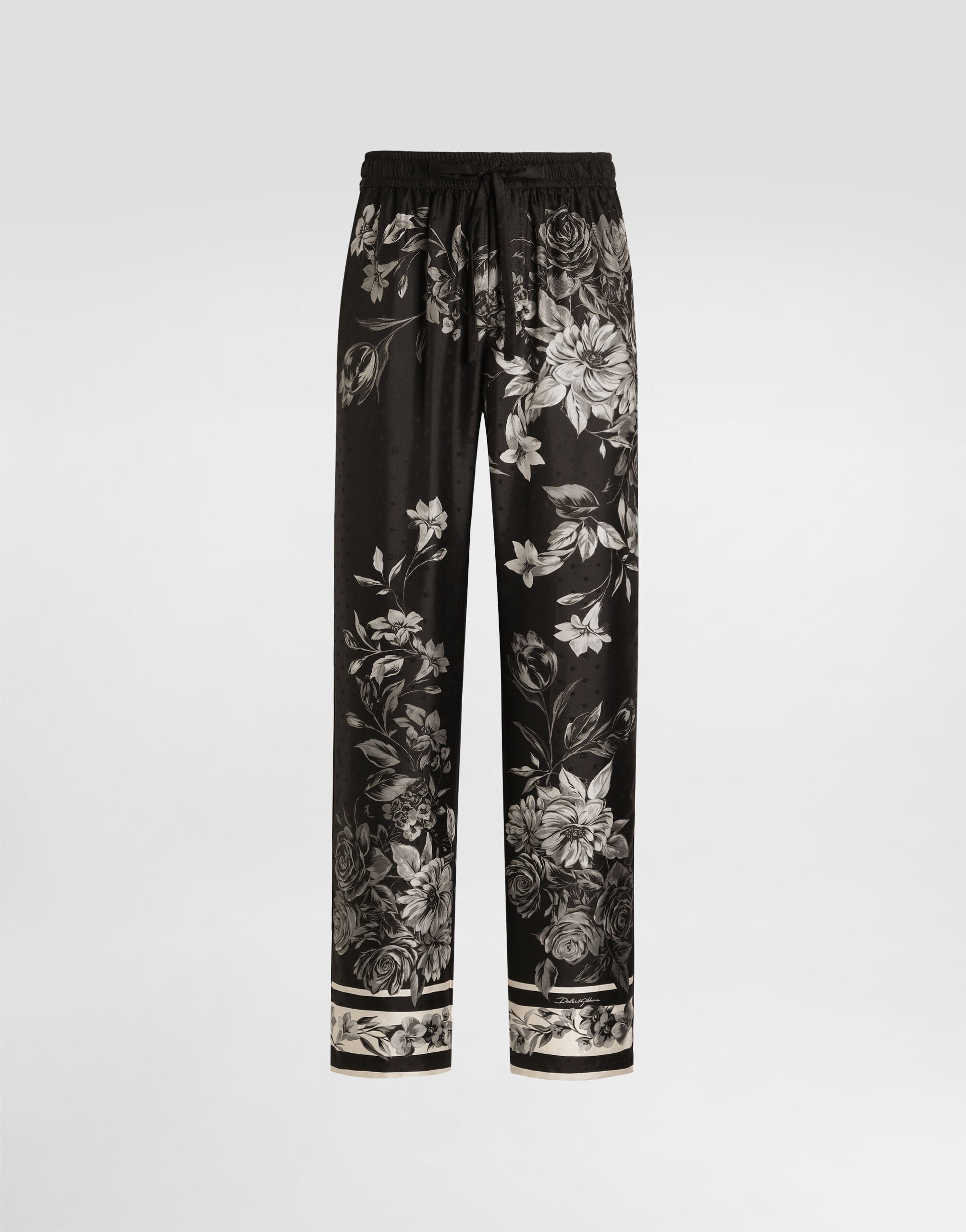 パンツ DOLCE&GABBANA Flower bouquet-print vanity jacquard twill trousers in Multicolor