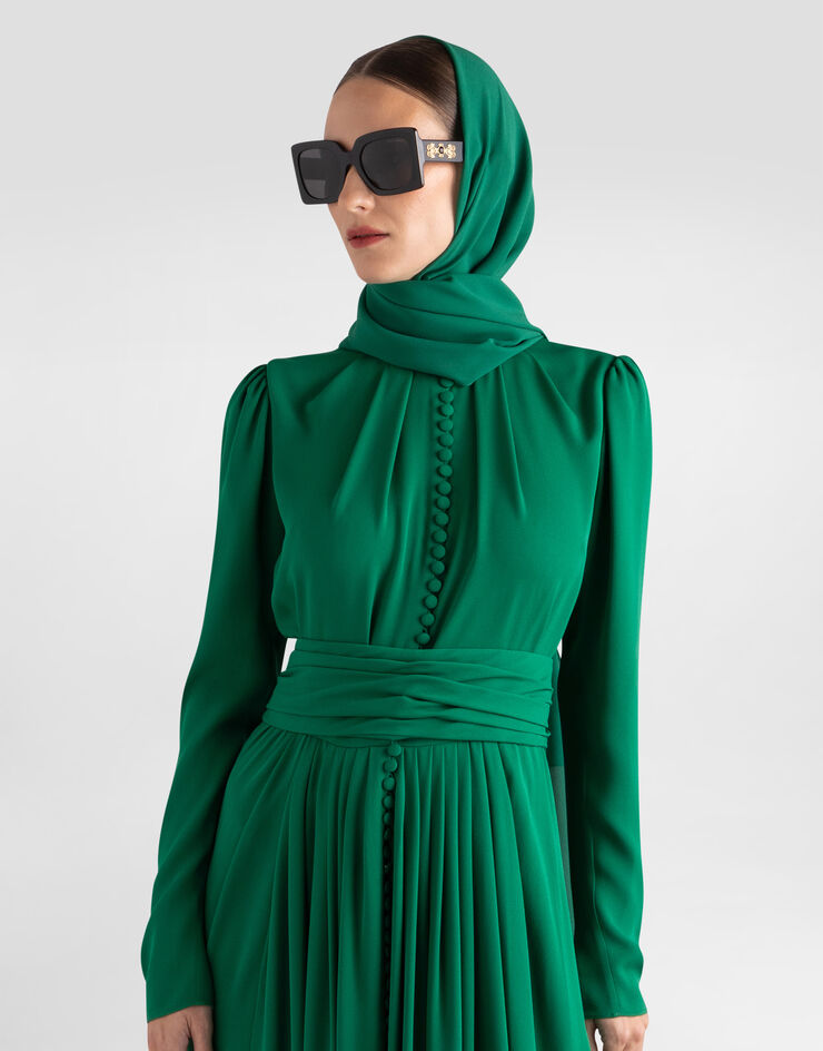 Dolce & Gabbana Rose-print charmeuse dress Multicolor I6AE7ZFSA77