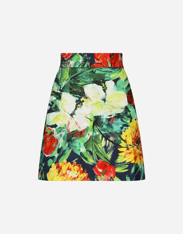Dolce & Gabbana Mini-jupe en brocart à imprimé bloom Imprimé F4CS6THS5Q0